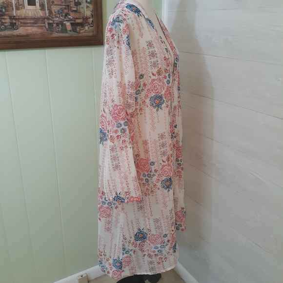 Jorja sheer boho kimono swim coverup Shrug Cardigan small **F - Picture 3 of 8